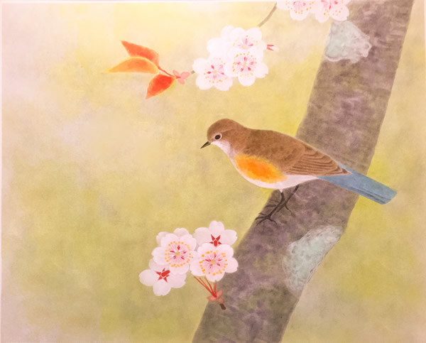 Cherry Blossom Season, lithograph by Atsushi UEMURA