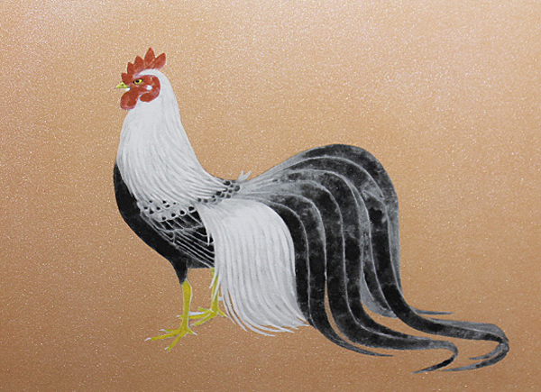 Rooster, lithograph by Atsushi UEMURA