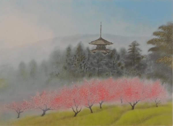 Japanese Tower paintings and prints by Chikuhaku SUZUKI