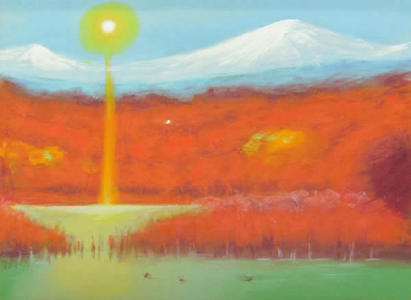 Mt. Haku in Autumn, lithograph by Genso OKUDA