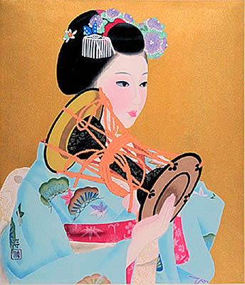 Japanese Maiko or Geisha paintings and prints by Jun NAKAO