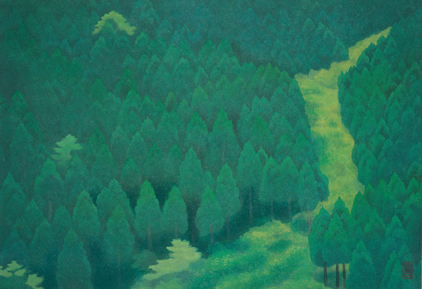 Verdant Valley, woodcut by Kaii HIGASHIYAMA