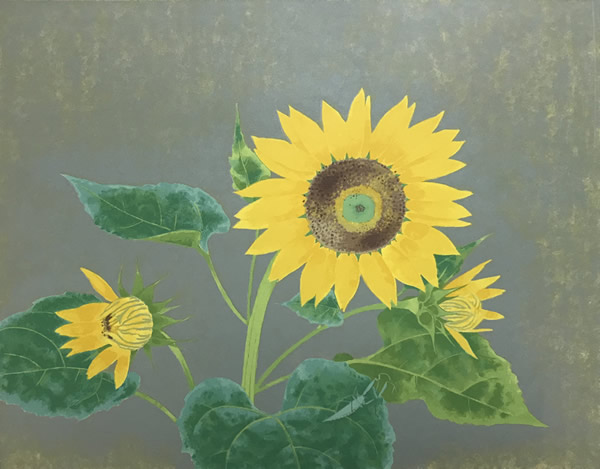 Sunflower, lithograph by Kayo YAMAGUCHI