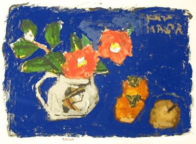 'Camellias' silkscreen by Kazumasa NAKAGAWA