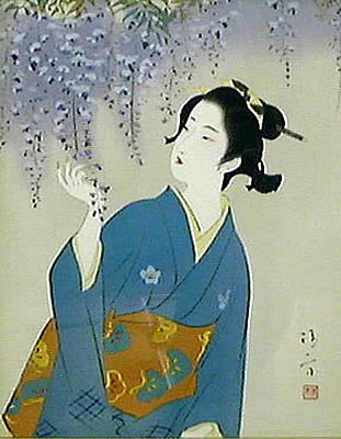 Japanese Bijin-ga or Beautiful Woman paintings and prints by Kiyokata KABURAKI