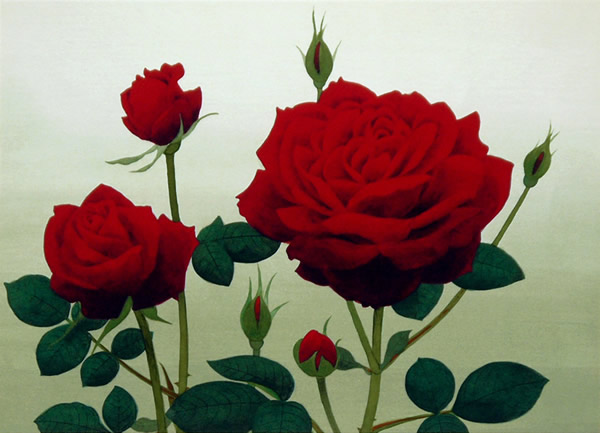 Rose, lithograph by Koichi NABATAME