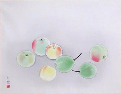 Fruit, woodcut by Kokei KOBAYASHI