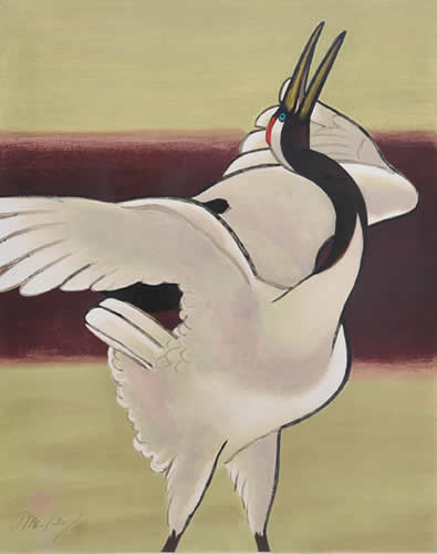 Japanese Crane paintings and prints by Meiji HASHIMOTO