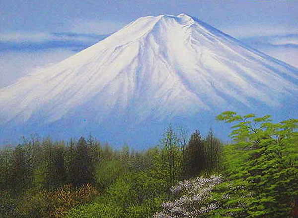 Mt. Fuji in Spring, lithograph by Nori SHIMIZU