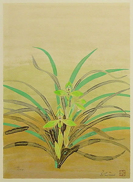 Noble Orchid, silkscreen by Reiji HIRAMATSU