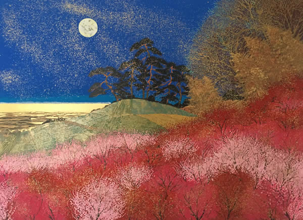 Japanese Moon paintings and prints by Reiji HIRAMATSU