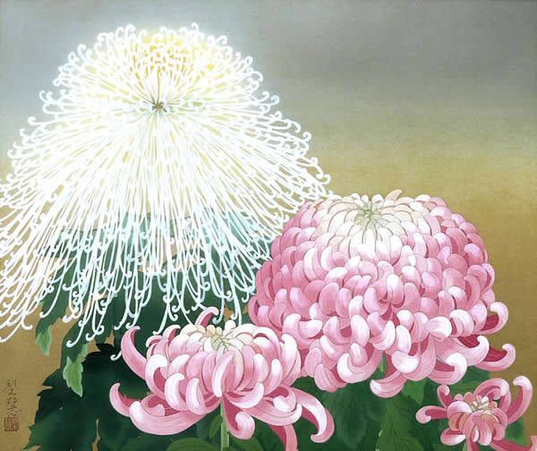 Japanese Chrysanthemum paintings and prints by Rieko MORITA