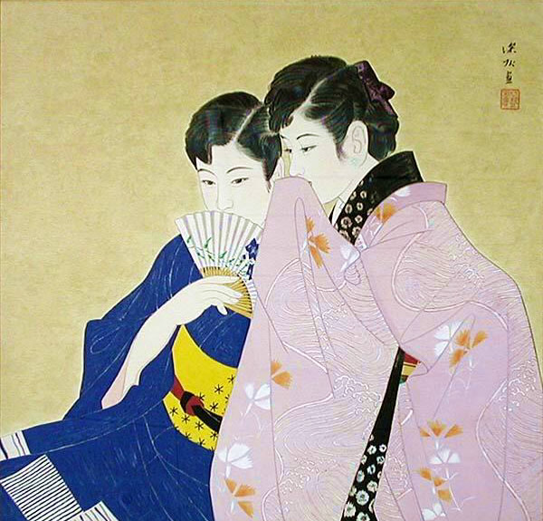 Whisper, woodcut by Shinsui ITO