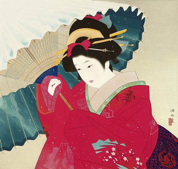 Japanese Bijin-ga or Beautiful Woman paintings and prints by Shinsui ITO