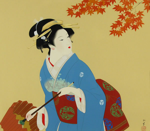 Japanese Maple or Autumn Colors paintings and prints by Shoen UEMURA