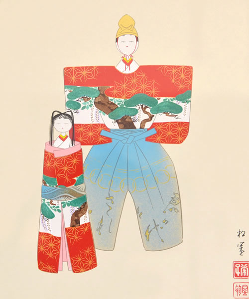 Japanese Doll paintings and prints by Shoen UEMURA