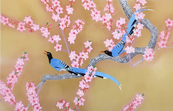Japanese Peach Blossom paintings and prints by Shoko UEMURA