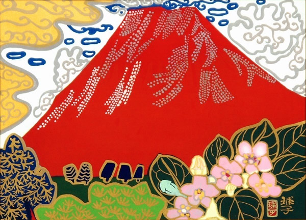 'Japanese Weigela Season' woodcut by Tamako KATAOKA