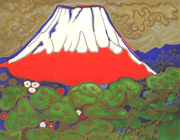'Auspicious Mt. Fuji (2015.5)' lithograph by Tamako KATAOKA