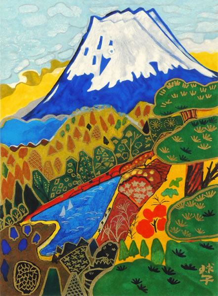 Blue Mount Fuji, lithograph by Tamako KATAOKA