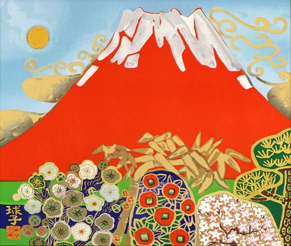 Mount Fuji, woodcut by Tamako KATAOKA