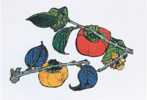 Persimmon Tree, lithograph by Tamako KATAOKA