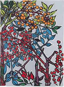 Nandina Berries, lithograph by Tamako KATAOKA