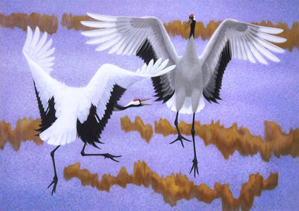 Japanese Crane paintings and prints by Yasushi SUGIYAMA